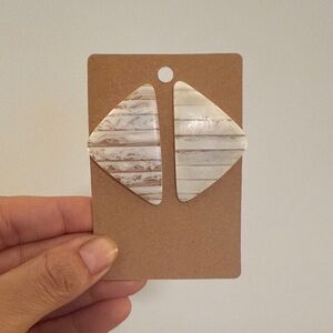 Striped White and Brown Earrings